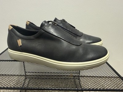 Ecco Soft Leather Zip II Sneaker Black Sz 7 EU 38