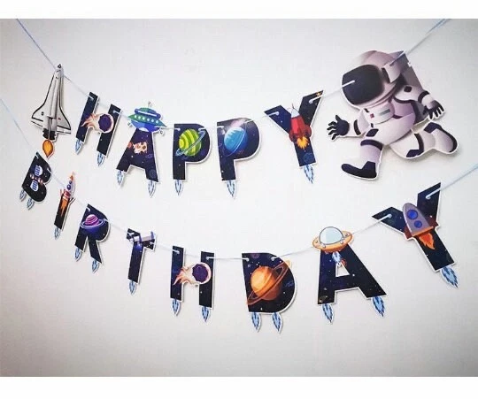 Outer Space Birthday Party Banner, Astronaut Banner, Rocket Banner - Image 3 of 4