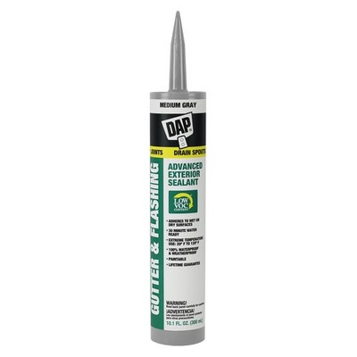 DAP Gutter & Flashing Advanced Exterior Sealant, Medium 10.1 Oz, Gray
