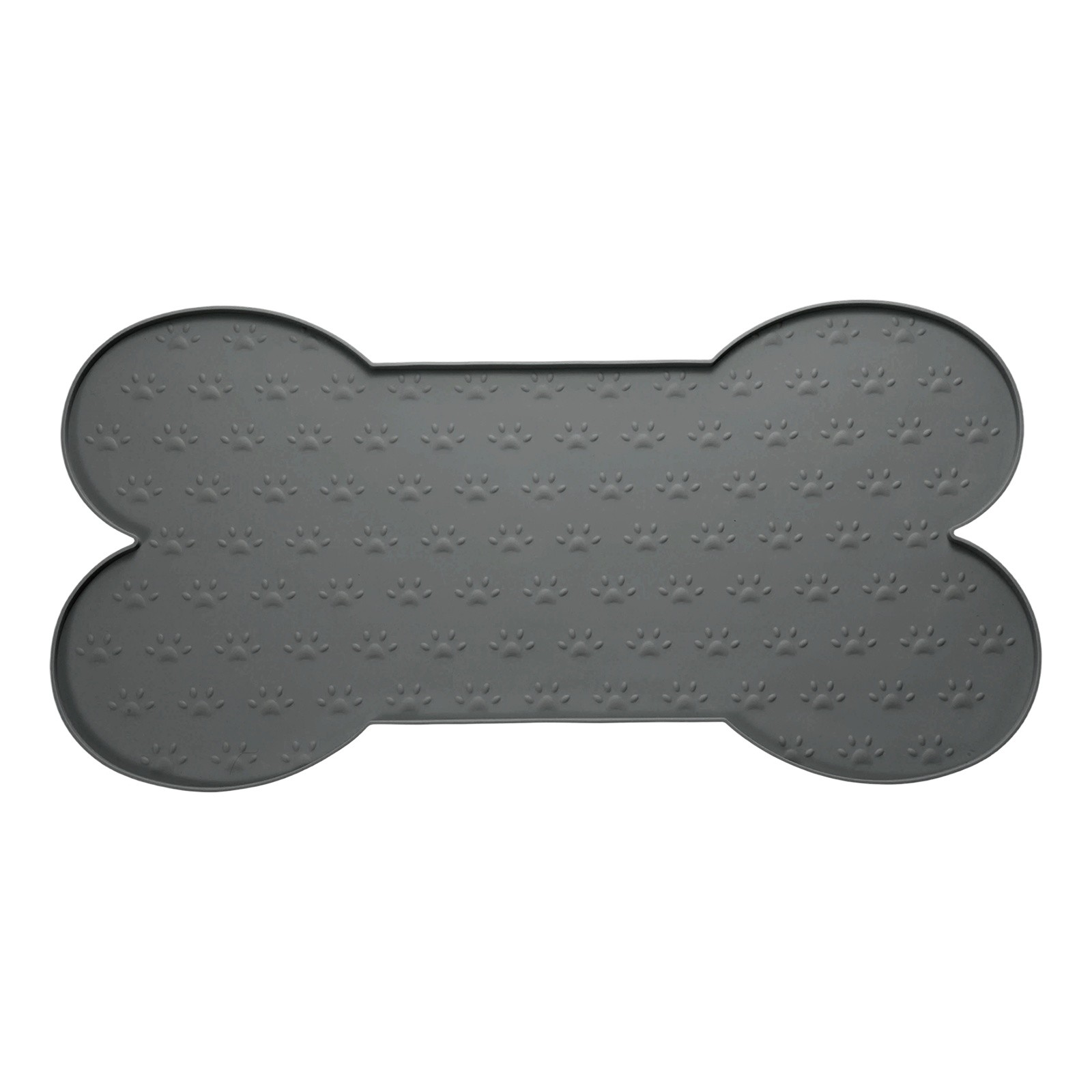 Mat, 26x13 Inch Silicone Pet Feeding Mat Bone Shaped(gray)