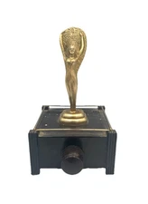 Vintage Silent Flame Table Lighter by Parker of London Art Deco Gold Tone Lady