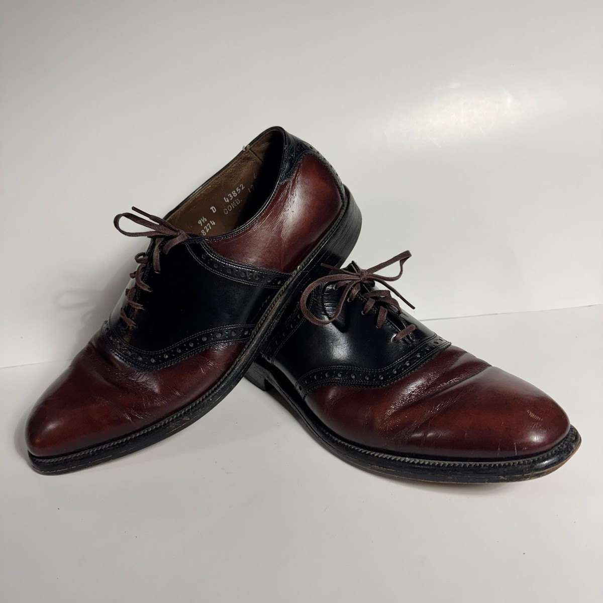 デッドストック 97s Allen Edmonds Polo US8D Allen Edmonds POLO 8274 Black Burgundy Leather Saddle Shoe Oxford
