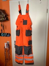 WIE NEU Neon Shirt und Neon orangene Arbeitsschutz Warn Hose mit 15 Taschen