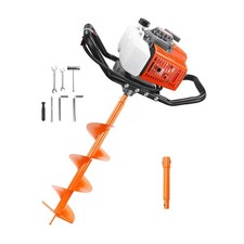 72CC Gas Powered Post Hole Digger Earth Auger Borer 8" 12" Bit & 2PCS Extension