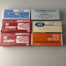Lot of 6 boxes of Vintage Staples Made In USA- various brands and quantities