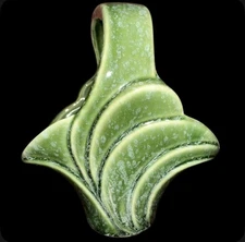 IMPERIAL USA Green Pottery Basket F38 Mottled Glaze Finish Planter Vase