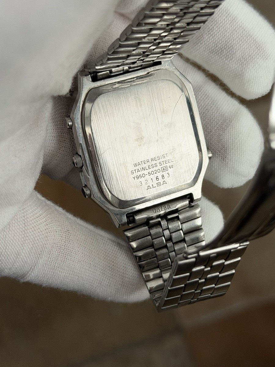 Rare Vintage Alba Y950-5020 Men's Ana-Digi Calendar Sports Watch