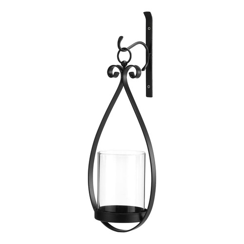 Hanging Water Drop-Shaped Wall Sconce Wall Mounted Hurricane Candle Holder Gl...
