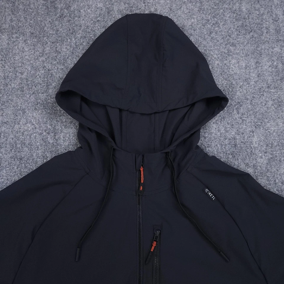 Chaqueta cortavientos KETL para hombre 2XL negra con capucha ropa de montaña bolsillos con cremallera completa Foto 3 de 4