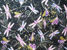 Benartex Kanvas Dragonfly Dance Cotton Fabric Dancing Dragonflies 53" x 44"