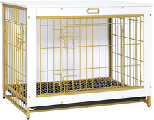 Dog Crate Furniture, 32.5" Medium Dog Kennel Indoor, Wooden Cage with Pull-Out T
