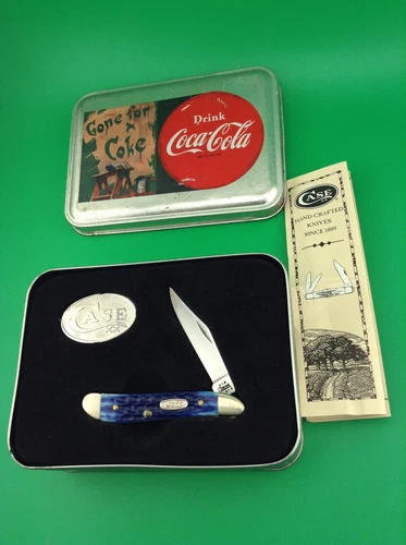 Vintage 2002 Case XX 6120ss blue jigged bone Peanut Coca-Cola Tin