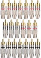 20 Pack Rca Male Plug Connectors Gold Audio Video Cable Adapter Set