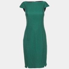 Carolina Herrera Green Textured Cotton Blend Midi Dress S
