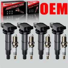 4X Brand OEM Ignition Coil & 4X Iridium Spark Plugs For Toyota Camry Solara 2.4L