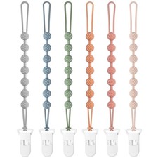 Eascrozn 6 Pack Baby Pacifier Clip, Silicone Pacifier Clips Holder