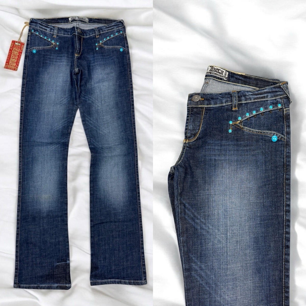 【COLOR iN ID】Studded western bootcut jeans Denim Studded Bootcut Jeans Cowgirl Western Y2K Rodeo