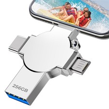 USB 3.0 Flash Drive 256GB 4 in 1 Memory Photo Stick Type C for I-Phone Android P