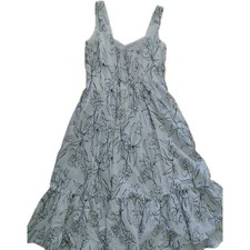 NWT Linen Cotton Poplin DOEN Floral midi Dress Size L 10 CYNTHIA R Cottagecore 