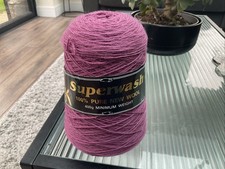 Vintage Pure New Wool Yarn Hand Or Machine Knit 400g Heather Purple Cone