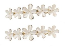 2 Pcs Gold Flower Opal Hair Clips Gold Sparkly Wedding Barrettes Fancy Hair P...