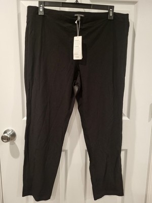 NWT Eileen Fisher Washable Stretch Crepe Slim Ankle Pants Black W Yoke XXL