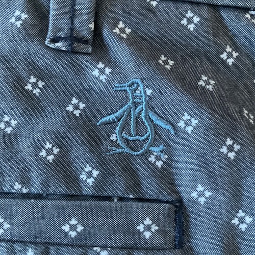 Original Penguin Blue Grey Chino Belt Loop Button Zip Preppy Shorts Mens 32 - Picture 7 of 9