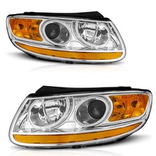 Pair Headlights Assembly For 2007-2012 Hyundai Santa Fe Halogen Chrome Headlamps Pair Headlights Assembly For 2007-2012 Hyundai Santa Fe Halogen Chrome Headlamps