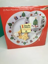 Tienshan Save The Children Christmas Holiday China Dinnerware 12 Pcs Set NIB