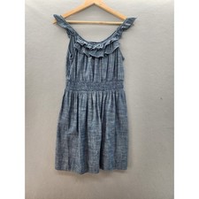 As U Wish Blue Chambray Ruffle Smocked Waist Sun Dress Womens Medium Summer Boho