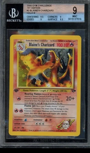 Pokemon Blaine's Charizard Holo 2000 Gym Challenge 1st Edition BGS 9 Mint