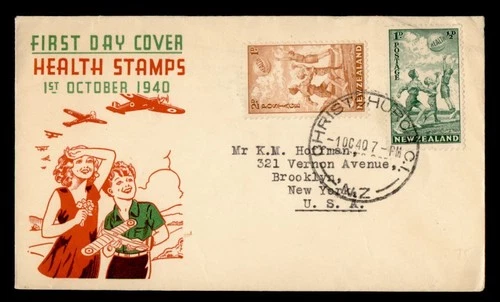 DR WHO 1940 NEW ZEALAND FDC HEALTH STAMP CACHET SEMI POST COMBO M71507