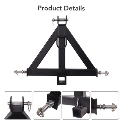 3 Point 2'' Receiver Trailer Hitch Category 1 Tractor Tow Drawbar Adapter Holder