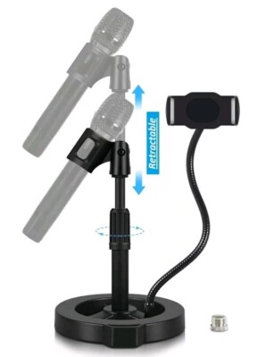GLCON Desktop Adjustable Mic Stand And Phone Clip