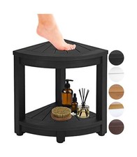 Black HIPS Waterproof Corner Shower Stool for Shaving Legs – Easily Assemb