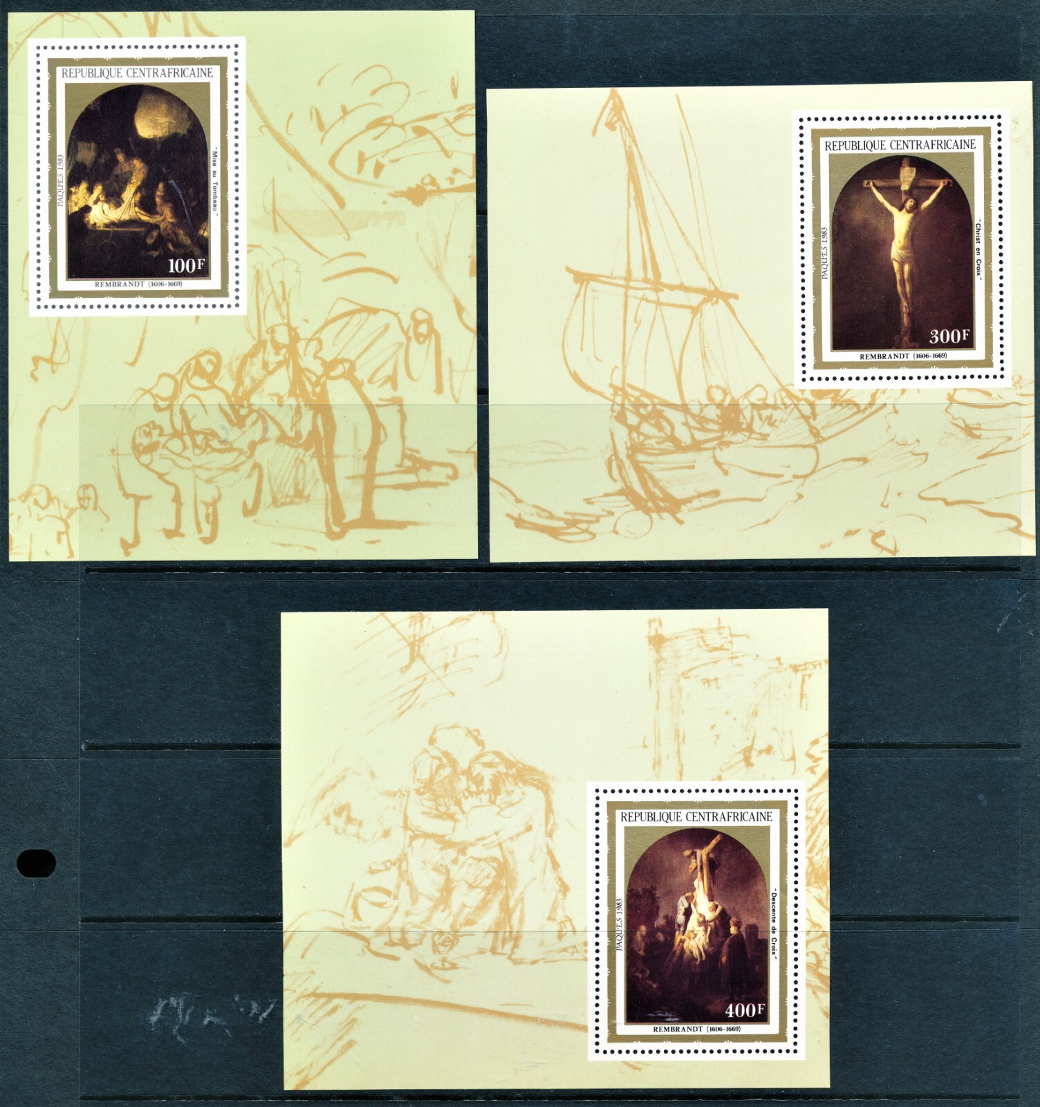 CENTRAL AFRICAN REP. 1983, Art, Paintings, Easter, Rembrandt, DELUXE MNH, VF.