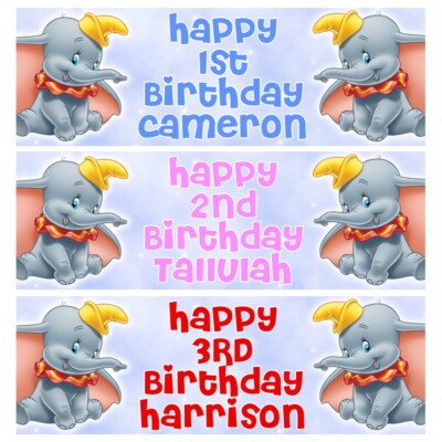 Personalisierte Geburtstagsbanner Disney Dumbo - Disney Dumbo Geburtstagsbanner