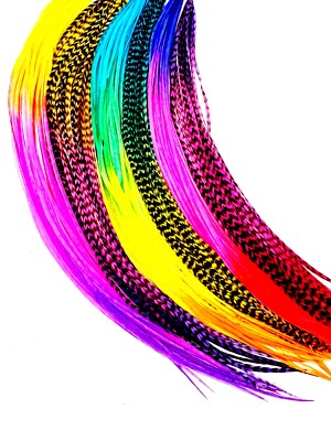 Tie Dye 21 pcs. LONG 9-14'' Feather Extension, Whiting Farms + DIY Kit