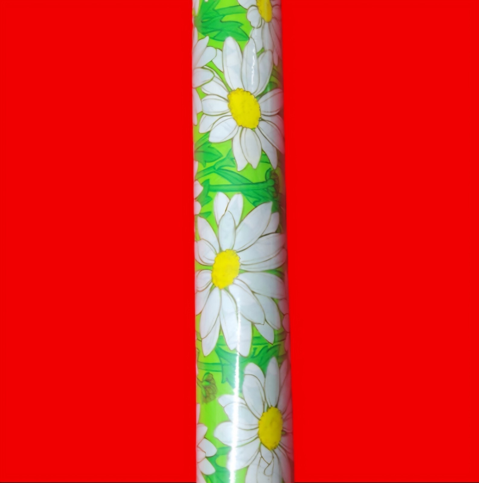 Vintage 1980s Ambassador All Occasion Daisy Wrapping Paper Roll NOS Gift Wrap