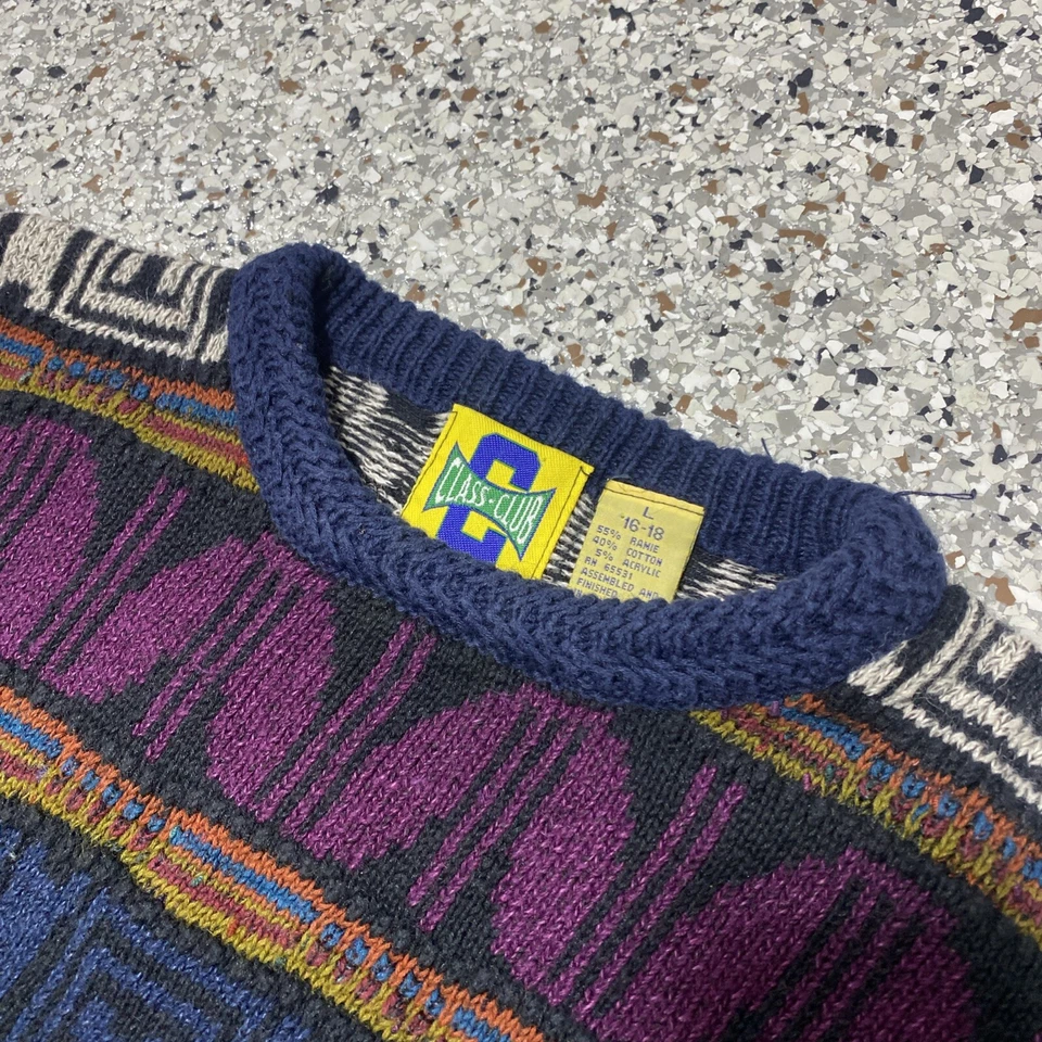 Suéter a Rayas Estilo COOGI Clase Club De Colección Años 90 Juvenil L 16-18 Tejido Cosby Foto 2 de 4