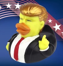 3.5 Golden Haired Donald Trump Rubber Duck Collectible Figurine MAGA, Dash Duck