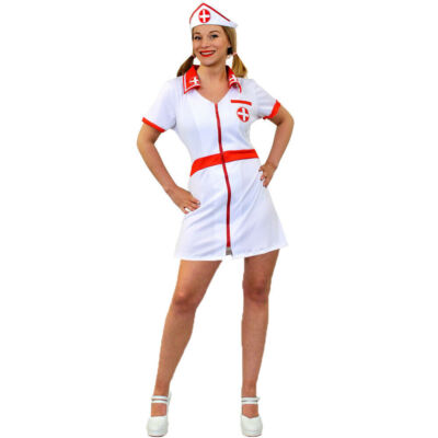 DAMEN KRANKENSCHWESTER KOSTÜM KRANKENHAUS KOSTÜM ERWACHSENE UNIFORM OUTFIT S-XXL