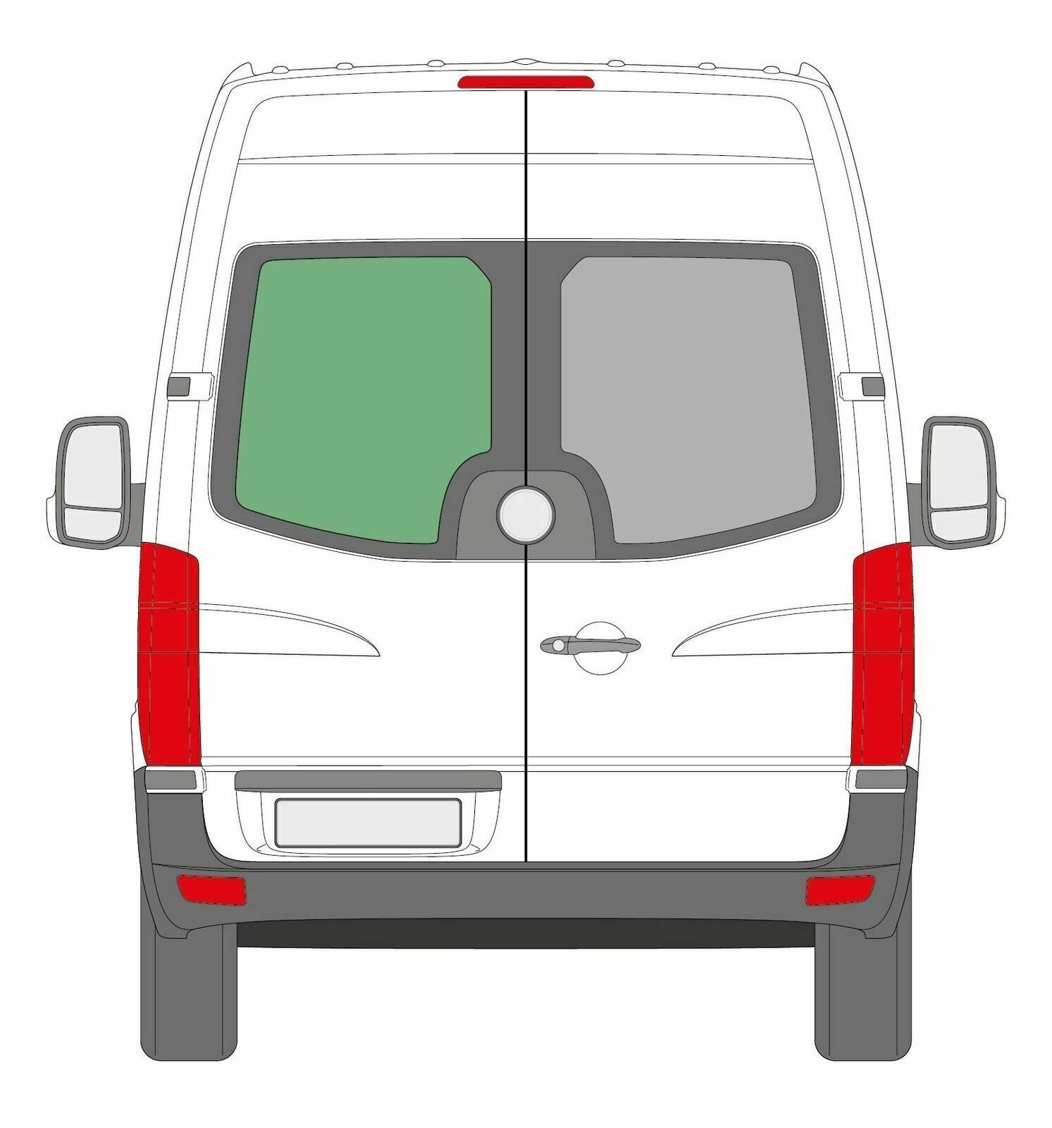 Rear Barn Door Window Glass Nearside Left Mercedes Sprinter 2006 on Dark Tint