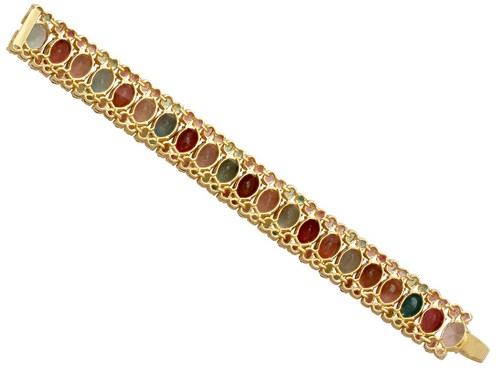 96.65 ct Tourmaline and Peridot, 18 ct Yellow Gold Bracelet - Vintage Circa 1980 - Picture 4 of 9