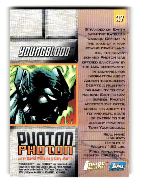 1995 Image Universe Topps Chromium Trading Cards #37 Youngblood Photon