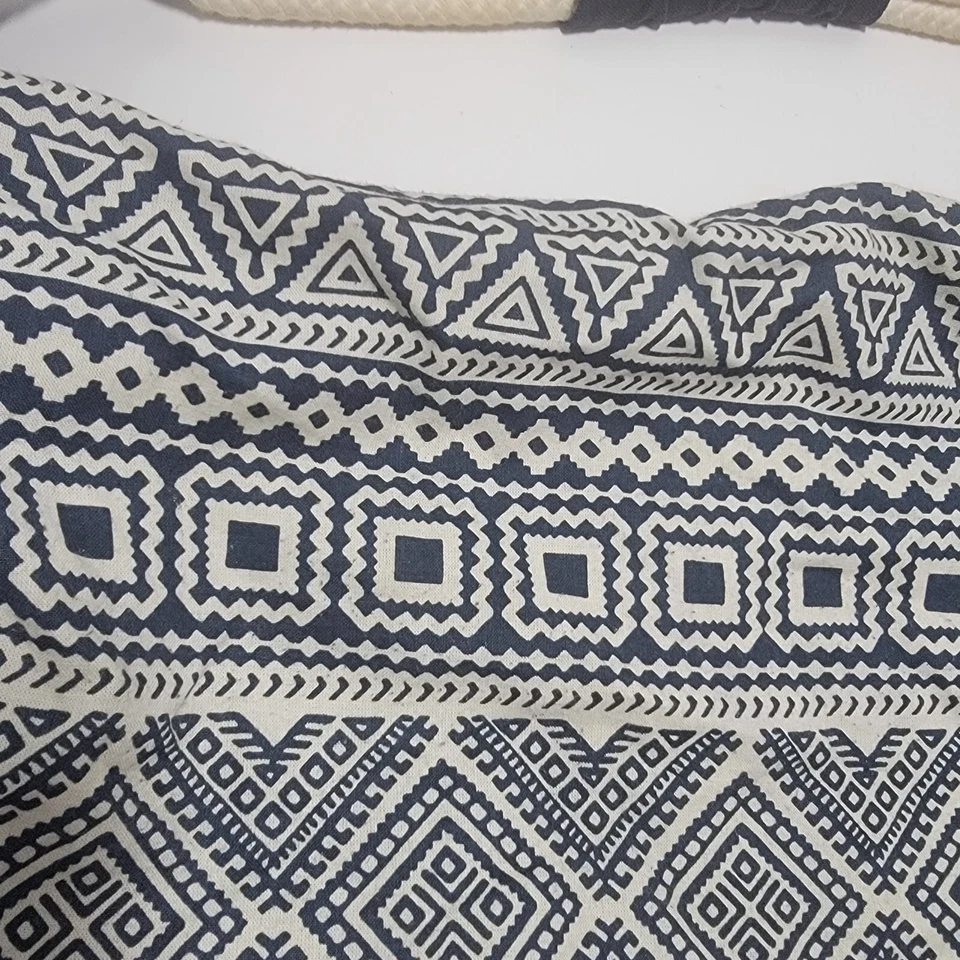 American Eagle Outfitters Azul Blanco Extra Grande Hobo Bolso Cartera Cuerda Correa Cremallera Foto 3 de 4