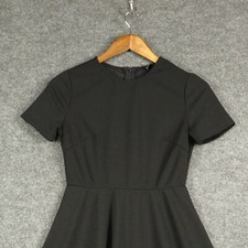 Shein Dress Womens Small Black Short Sleeve Round Neck Back Zip A Line Dress