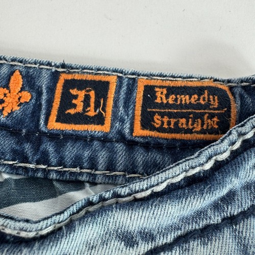 Rock Revival Mens Remedy Straight Jeans Distressed Denim Flap Pockets 32 X 30 - Picture 12 of 21