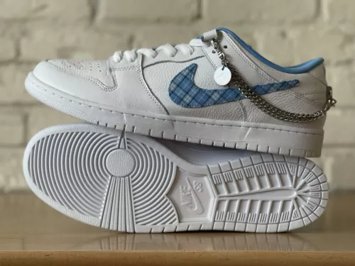 Nike SB Dunk Low Pro x Nicole Hause White Blue Plaid FZ8802-100 Men Size 11.5
