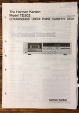 HK Harman Kardon TD-302 TD-302 Cassette Service Manual Original 